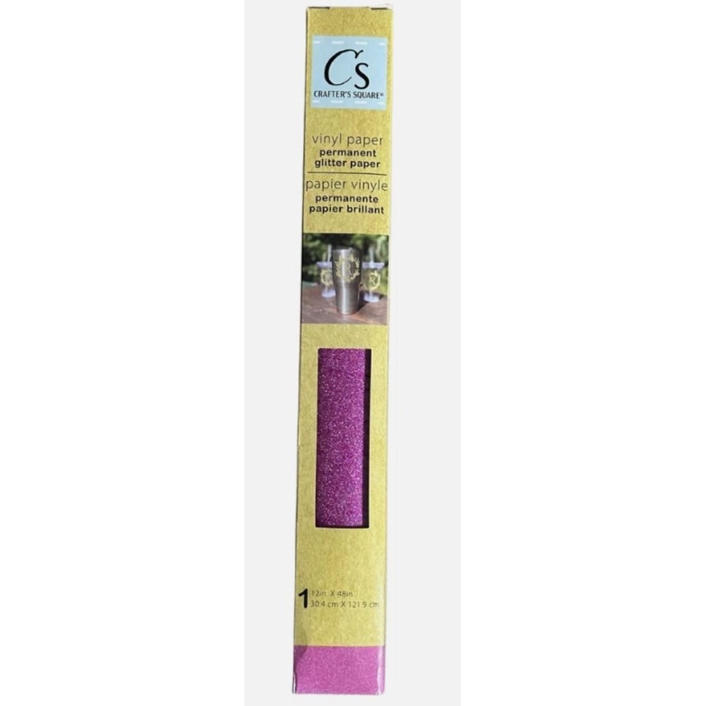 NEW Crafters Square Vinyl Paper Permanent Pink Glitter Paper 12"x48" roll Cricut